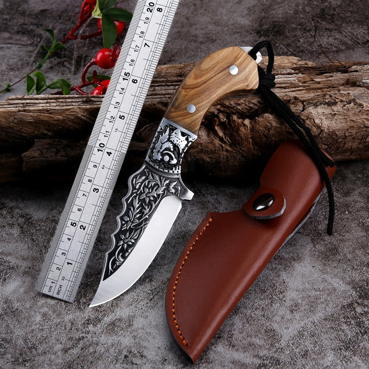 Embossed Carved Mongolian Knife For Handcraft Handle Meat Knife Tibetan Knife