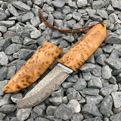 Outdoor Camping Forging Damascus Pattern Steel Short Knife