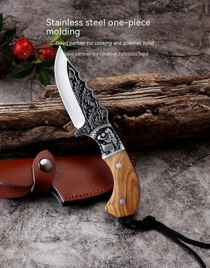 Embossed Carved Mongolian Knife For Handcraft Handle Meat Knife Tibetan Knife