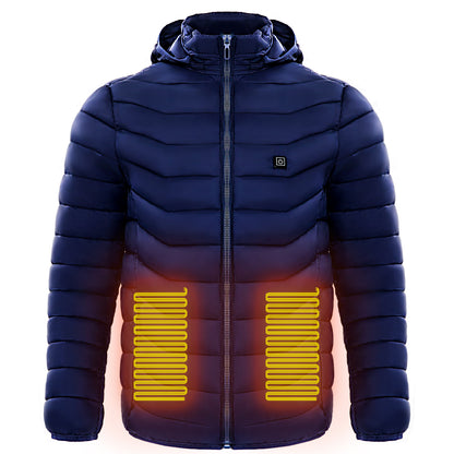 Men Heated Puffer Jacket Electric Heating Coat Insulated Hood Windbreaker