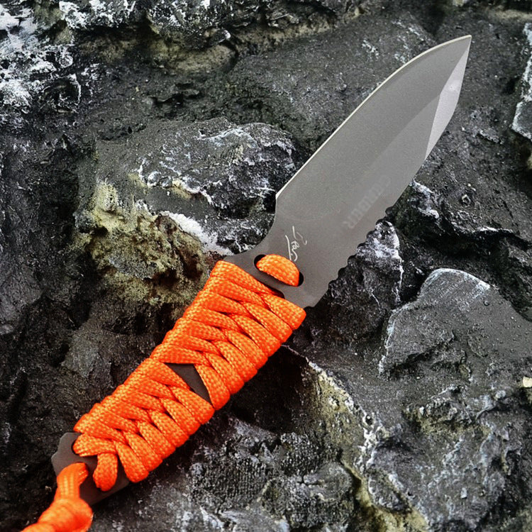 Outdoor Camping Rope Portable Straight Knife Survival Multi-function Knife