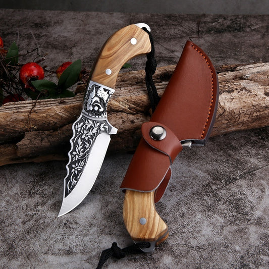 Embossed Carved Mongolian Knife For Handcraft Handle Meat Knife Tibetan Knife