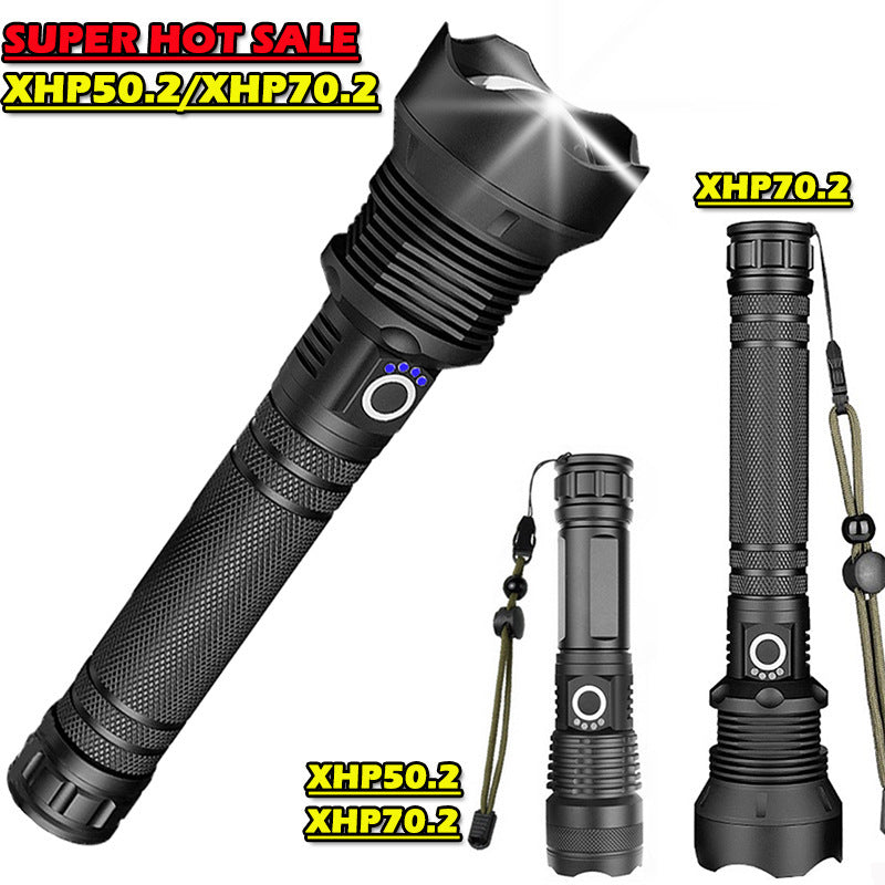 Aluminum Alloy Telescopic Zoom Usb Charging Xhp70 Strong Light Flashlight