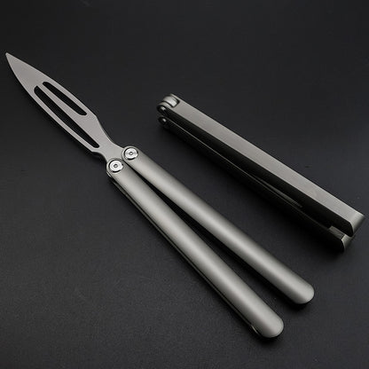 S Titanium Alloy Butterfly Knife Unopened Folding Fancy Hand Knife