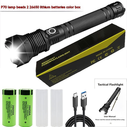 Aluminum Alloy Telescopic Zoom Usb Charging Xhp70 Strong Light Flashlight