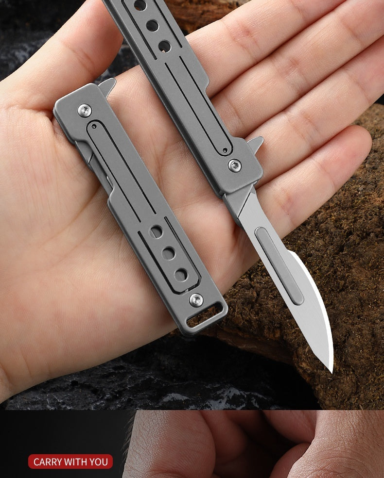 Stainless Steel Art Knife Quick Opening Mini Folding Knife