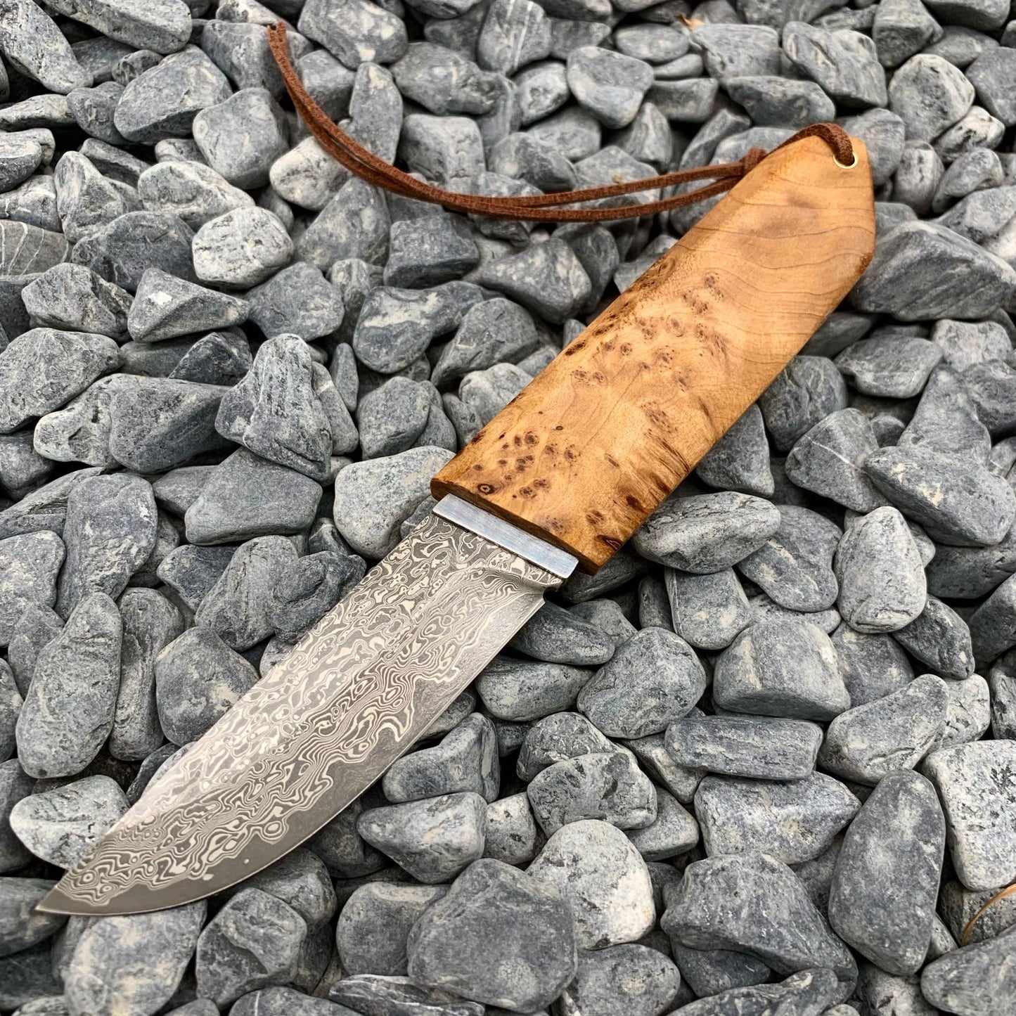 Outdoor Camping Forging Damascus Pattern Steel Short Knife