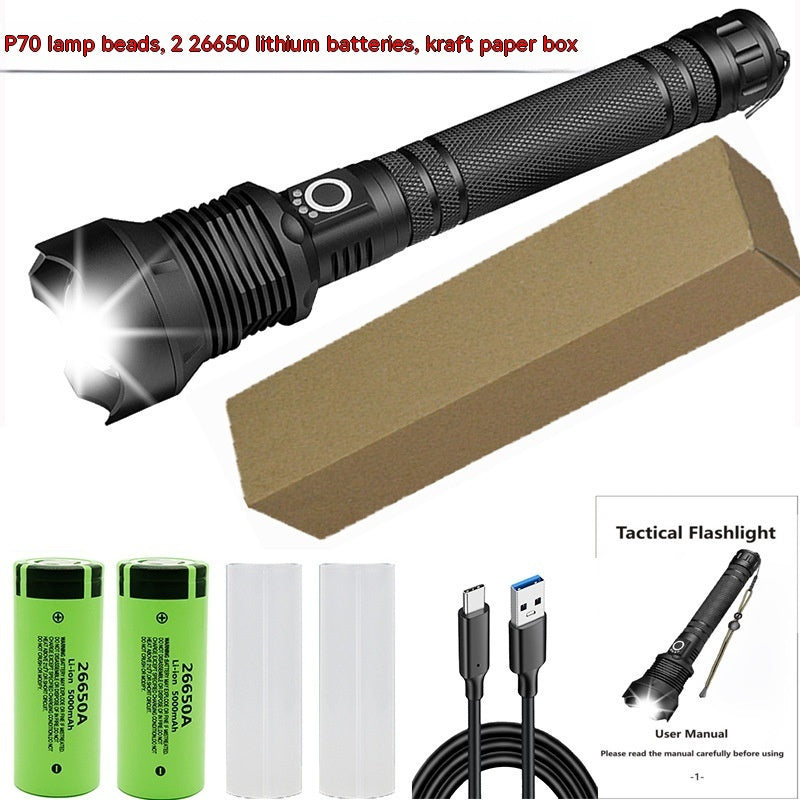 Aluminum Alloy Telescopic Zoom Usb Charging Xhp70 Strong Light Flashlight