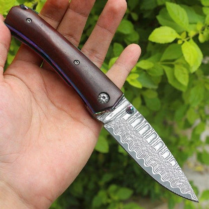 Ebony Folding Knife Damascus Outdoor Folding Knife Camping